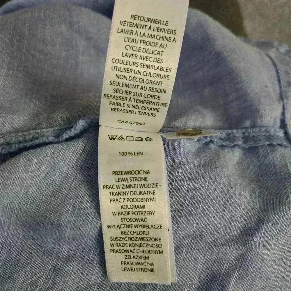 Sigrid Olsen Blue 100% Linen Chambray Button Up B… - image 8